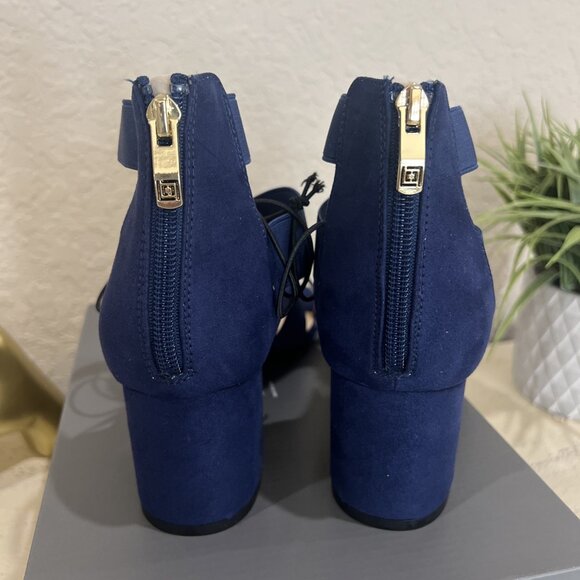 Liz Claiborne Emmah Womens Open Toe Ankle Strap Sandals Navy Size 11 New - Picture 3 of 9